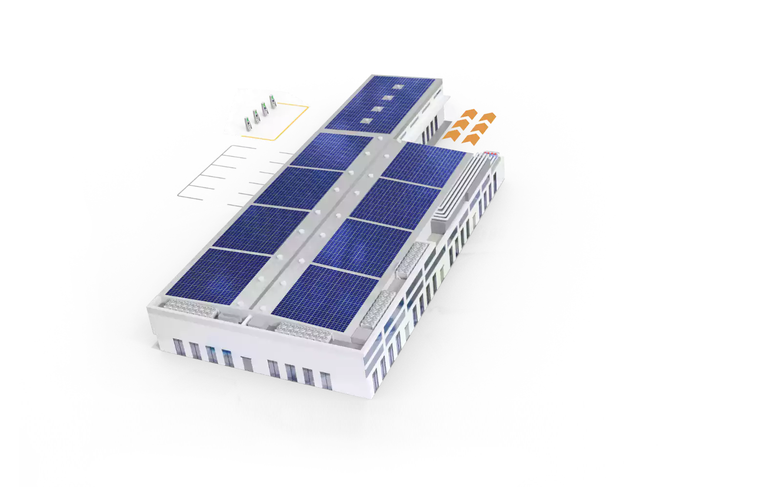 Building model with solar panels